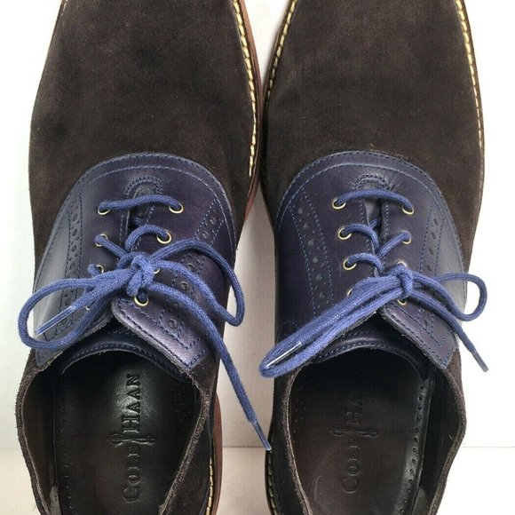 Cole Haan Brown Suede Blue Leather Oxford Shoes main image 9